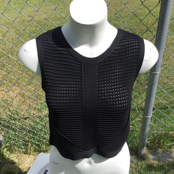 NWT Bebe Sheer Stripe Sweater Tank Black - Picture 4 of 10